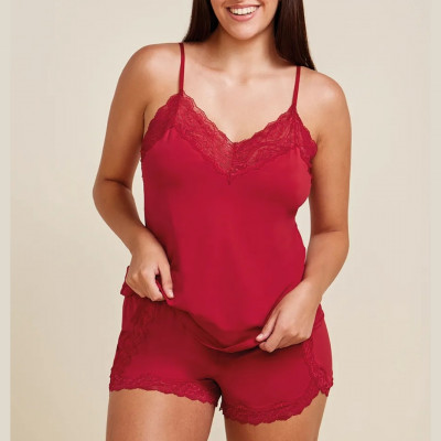 SHORT DOLL ALÇAS FINAS EM MICROFIBRA E RENDA LOVE STORIES