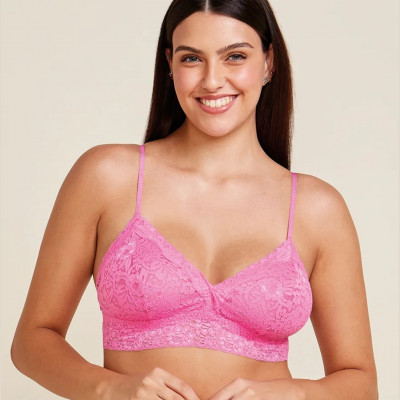 SUTIÃ TOP TRIÂNGULO COM BOJO REMOVÍVEL EM RENDA