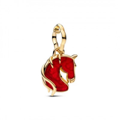 Horse 14k gold-plated dangle with red Murano glass and gold foil
