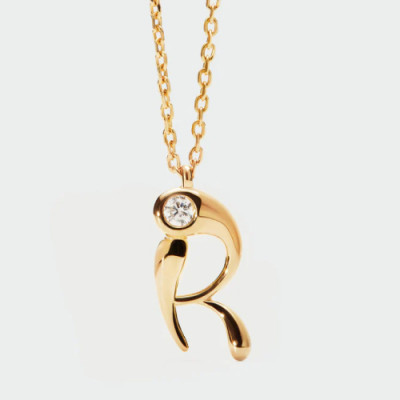 R initial pendant necklace