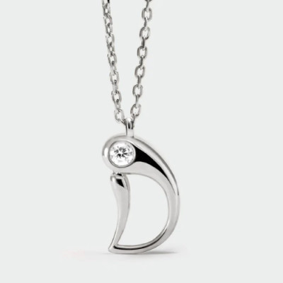 D initial silver pendant necklace