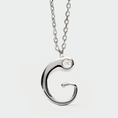 G initial silver pendant necklace