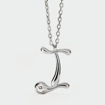 I initial silver pendant necklace