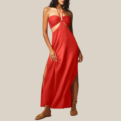 VESTIDO LONGO COM DECOTE EM U